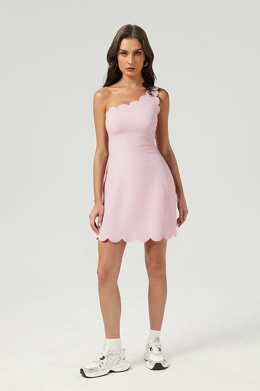 Women's Athletic Petal Asymmetrical One-shoulder Tenni Dress