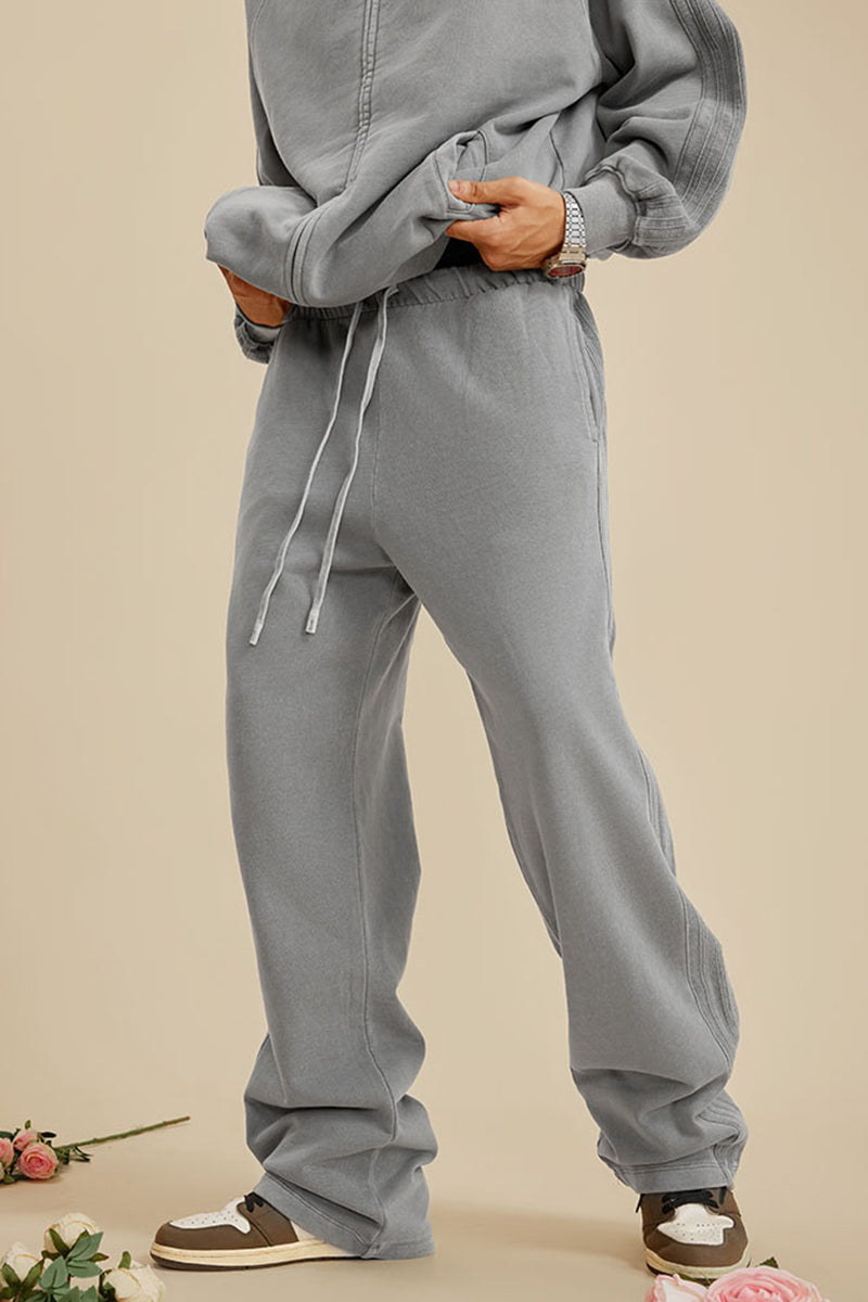 Washed Straight Leg Sweatpants - 450GSM Heavyweight Casual Pants