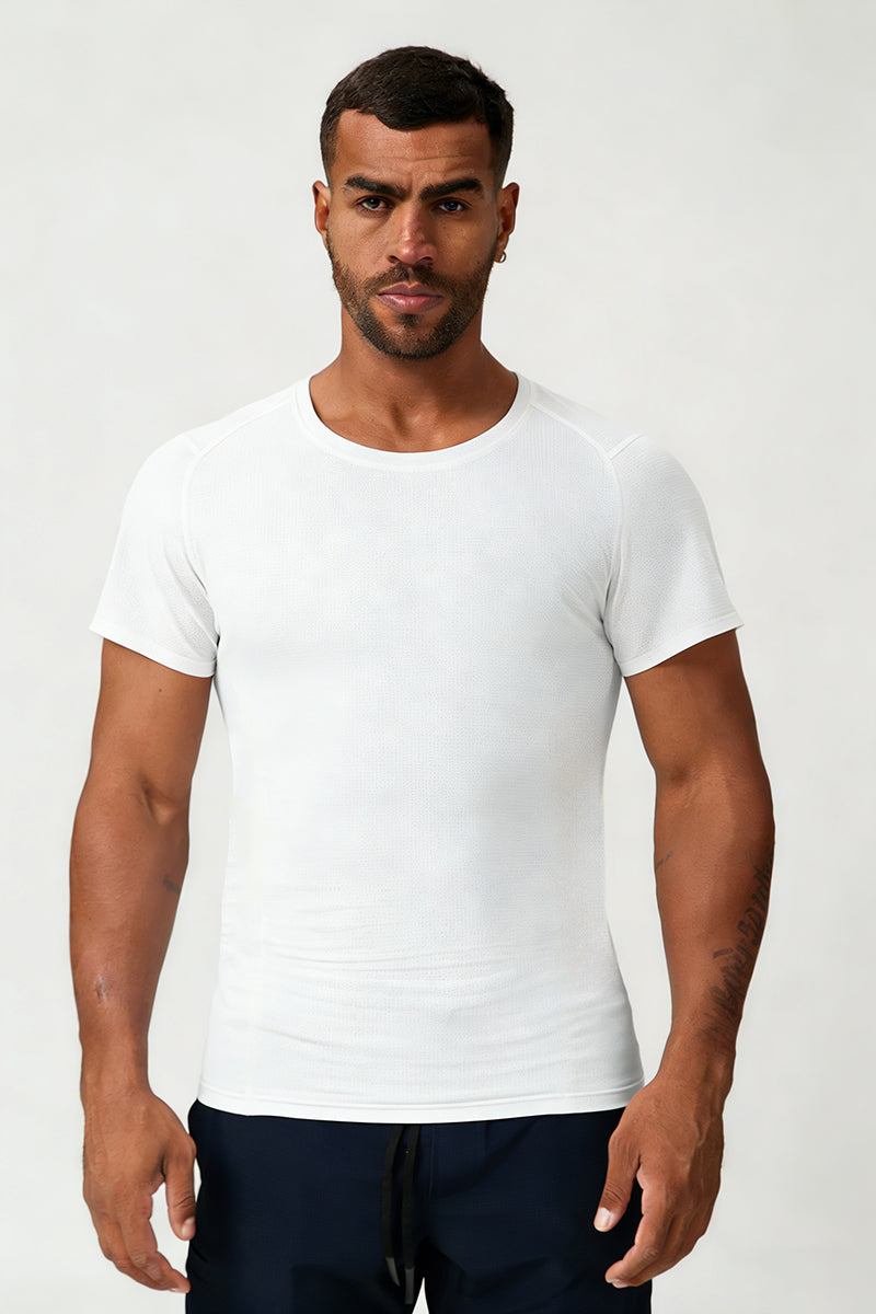 Men's Summer Round Neck Cooling Solid Sports T-shirt
