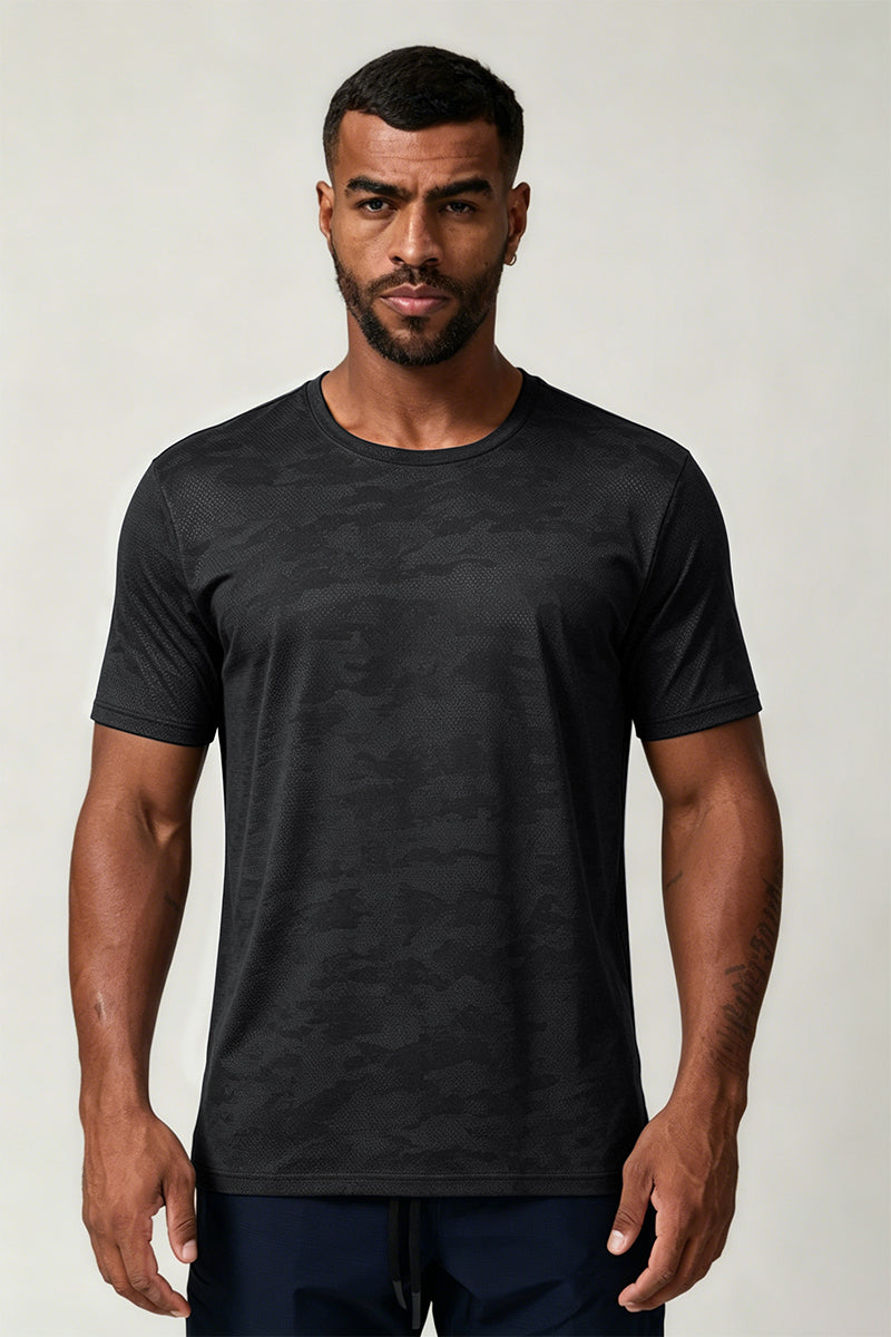 Men's Summer Camo Jacquard Quick-Drying Gym T-shirt