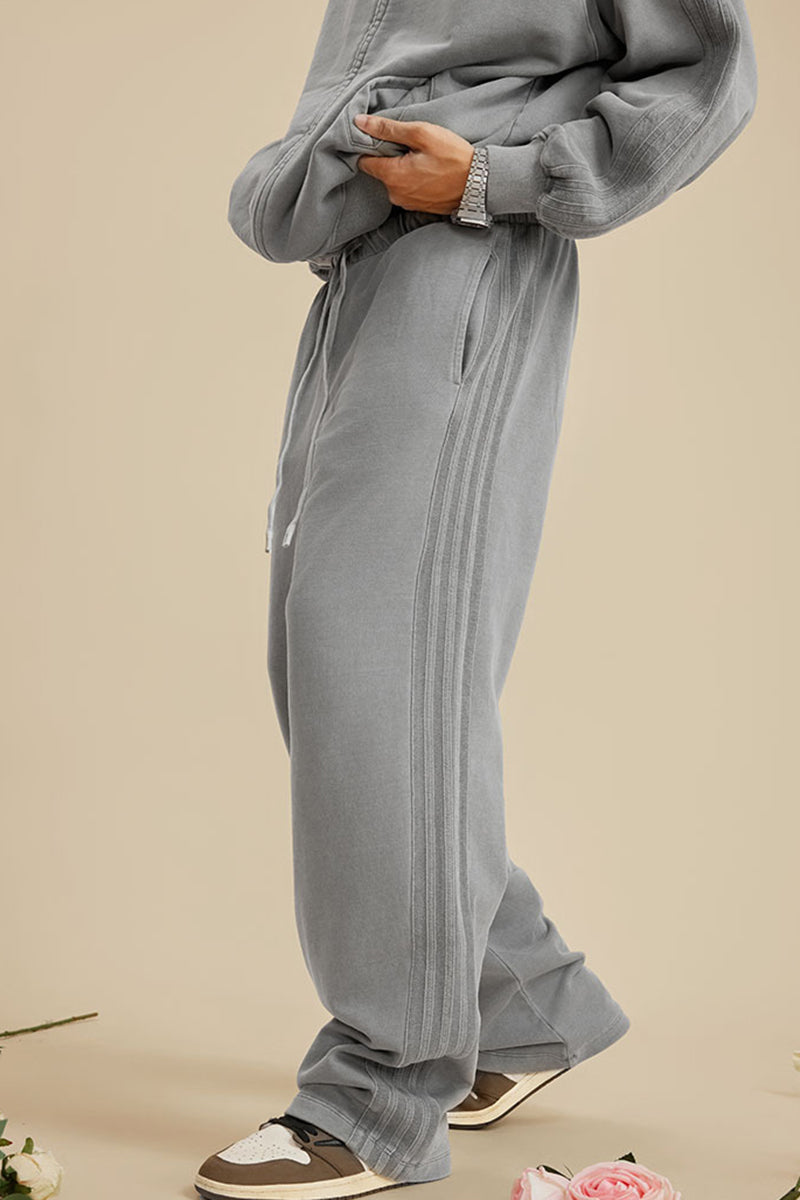 Washed Straight Leg Sweatpants - 450GSM Heavyweight Casual Pants