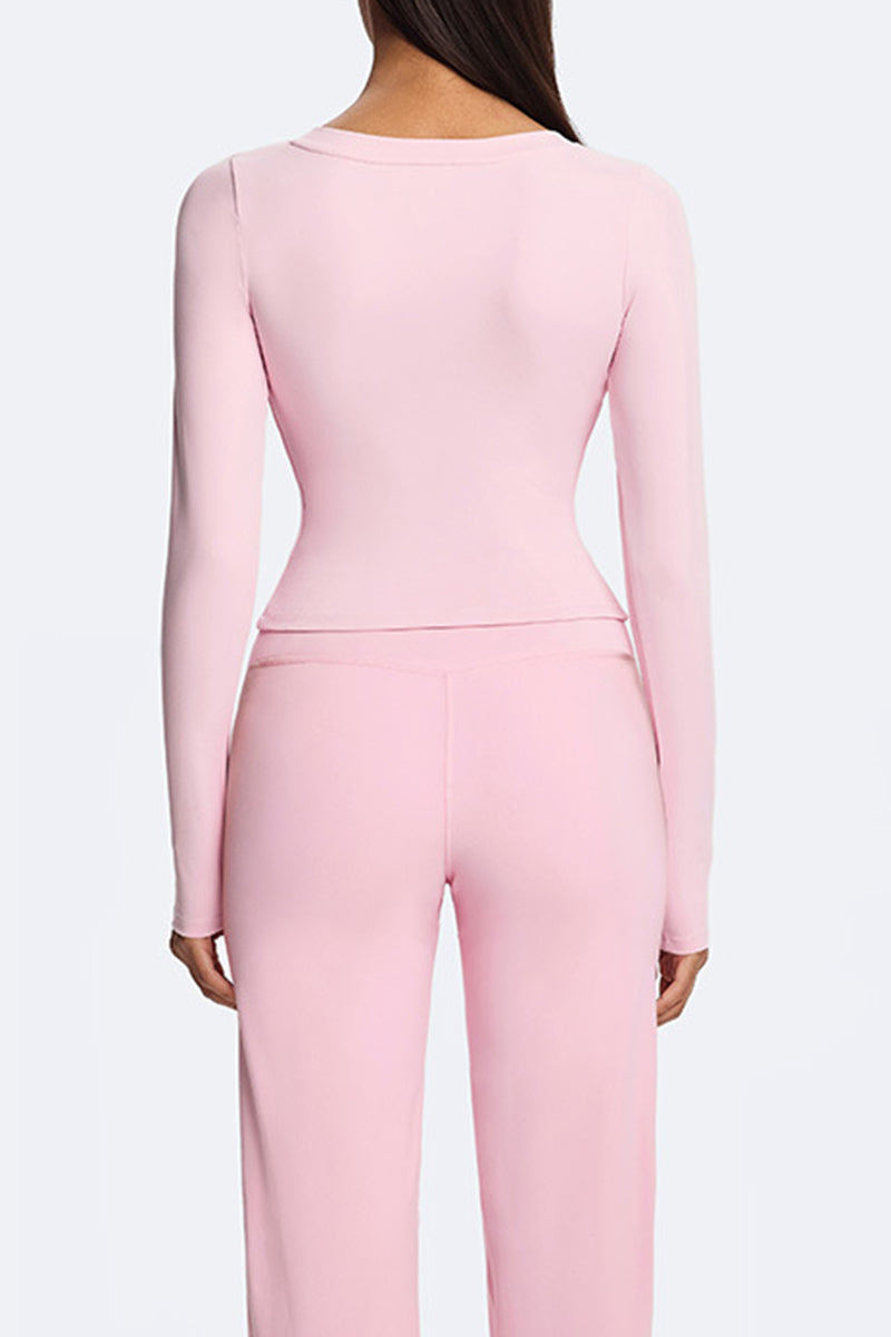 Women V-Neck Waist-Shaping Long Sleeve Fitness Top