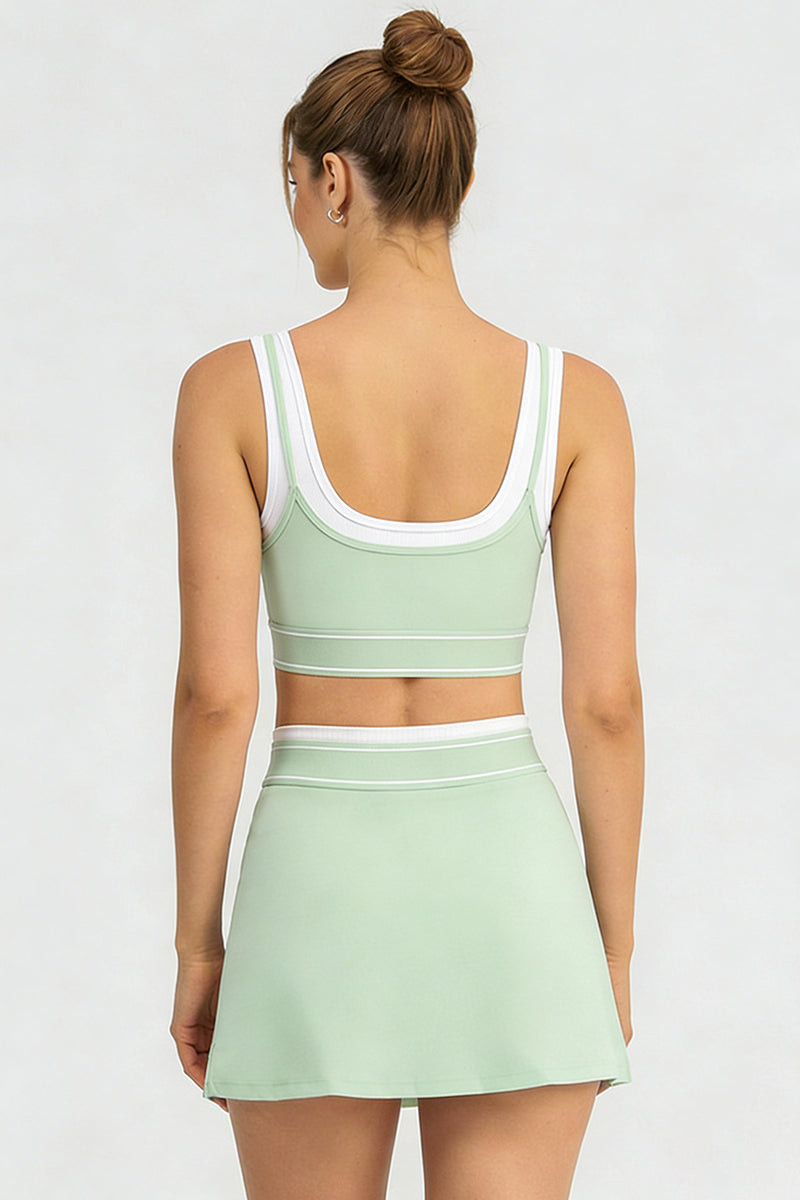 Women's Color Block Two-Piece Sets:Bra And Skirt