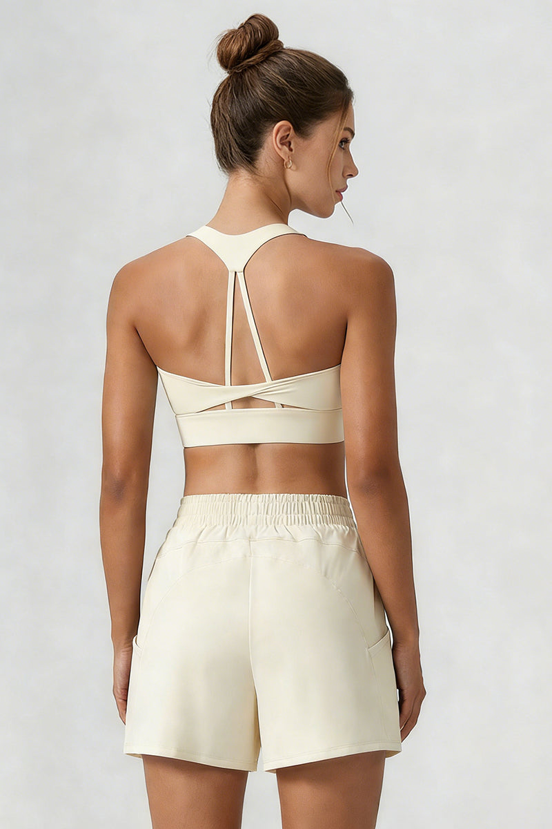 Women's Athletic Sets:U-neck Bra&Shorts With Built-In Liner