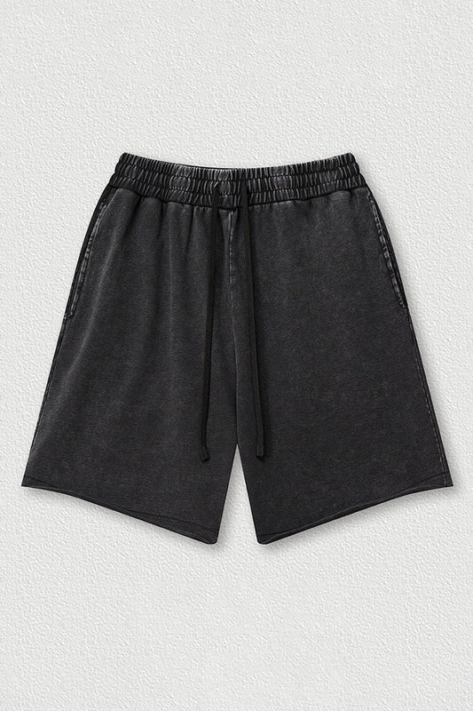 Distressed Washed Casual Shorts - Loose Rolled Hem Cargo Shorts