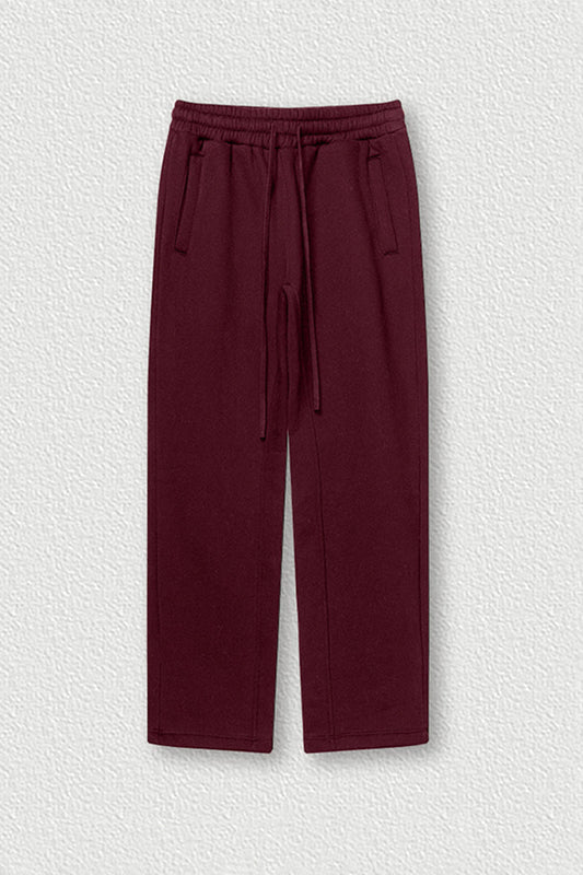 Solid Color Fleece-Lined Sweatpants - Winter Thermal Straight Leg Pants