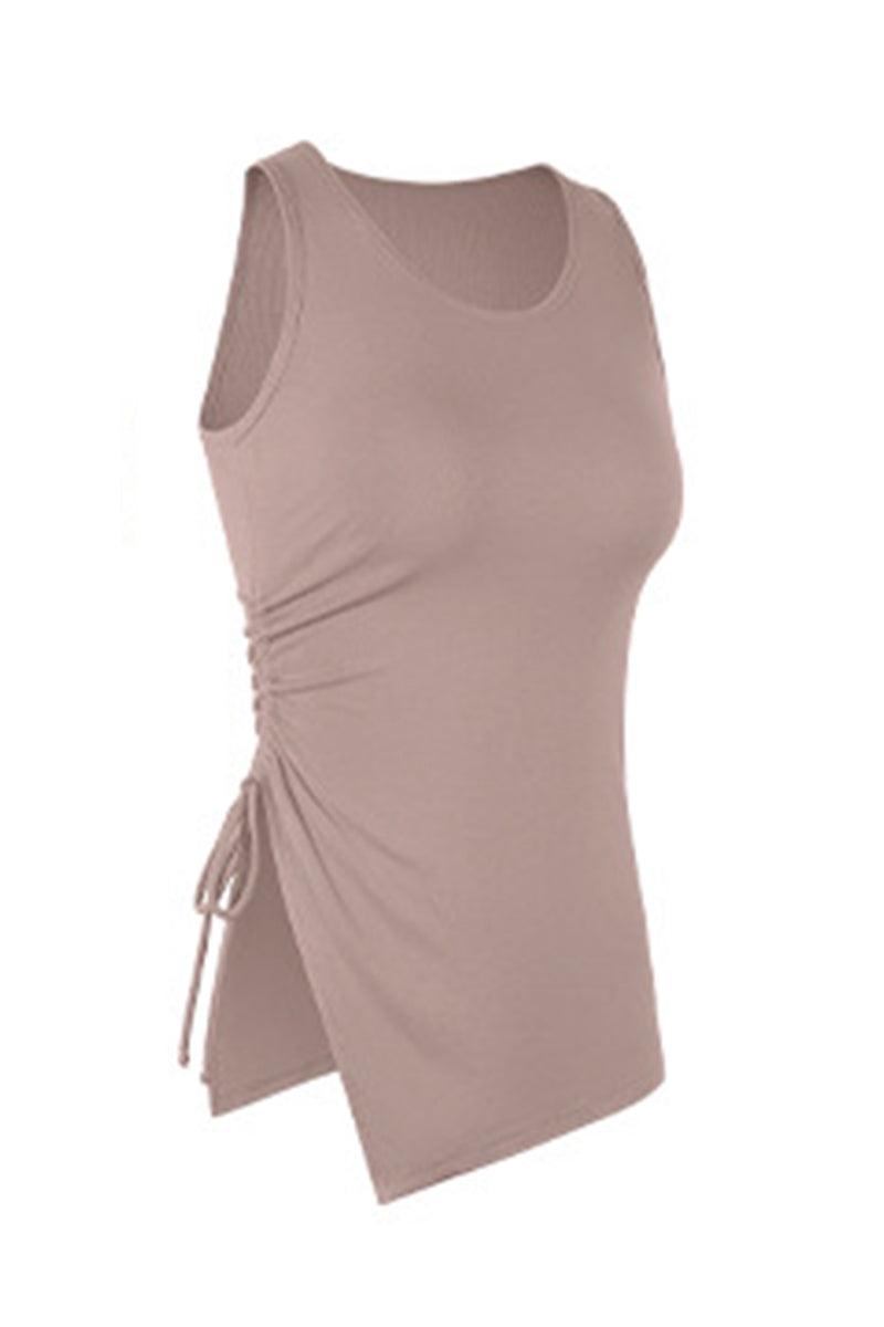 Women's Asymmetrical Ribbed Drawstring Longline Tank Top