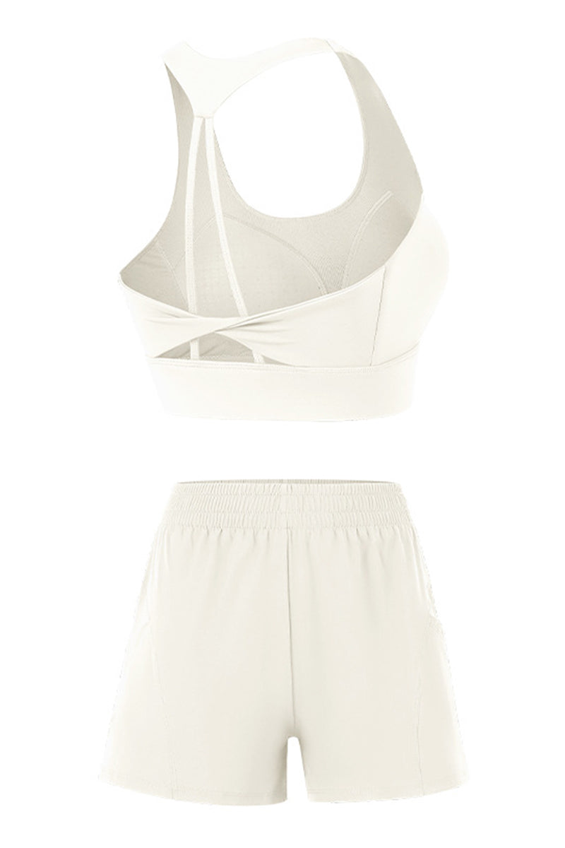 Women's Athletic Sets:U-neck Bra&Shorts With Built-In Liner