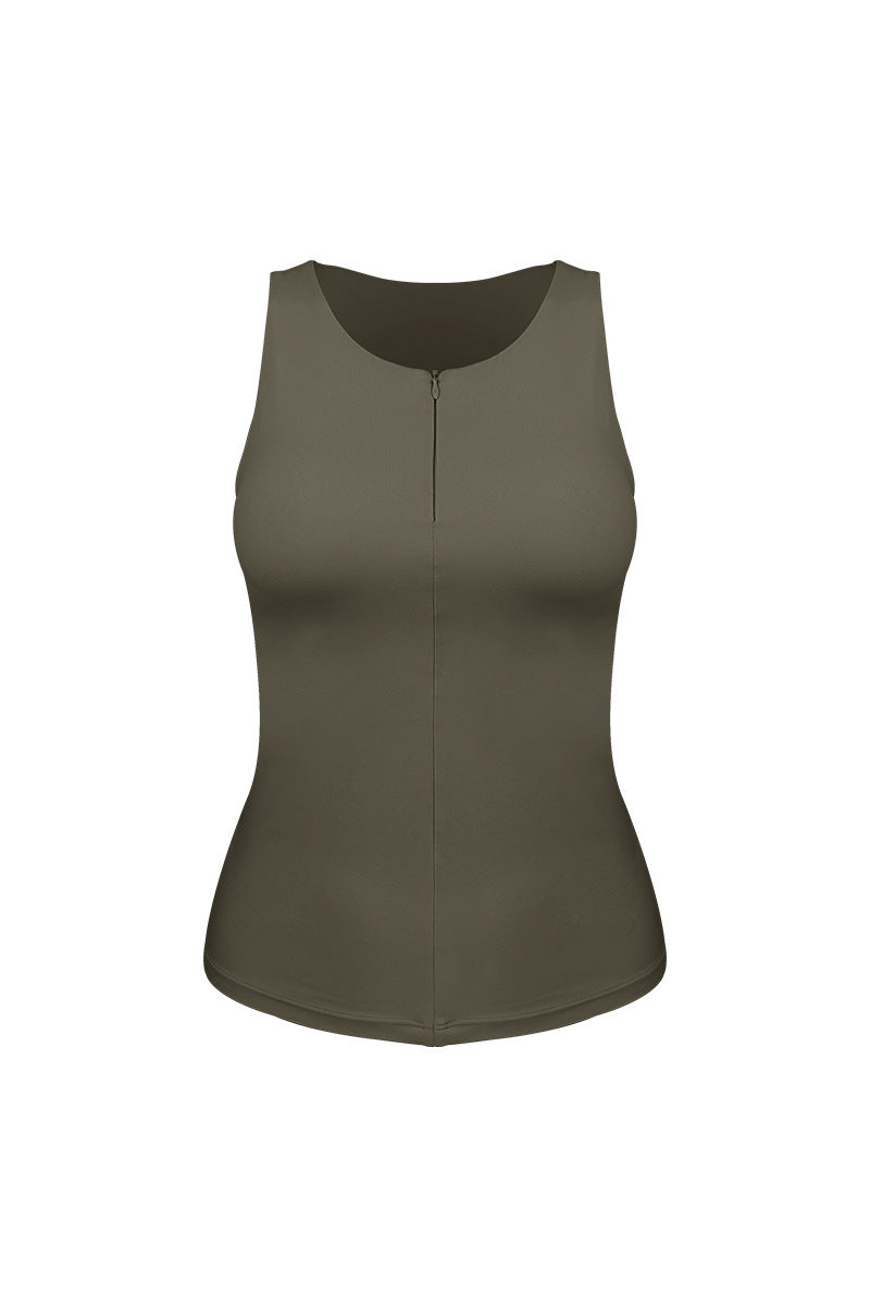 Women's Minimalist Front-Zip Sleeveless Sports Tank Top