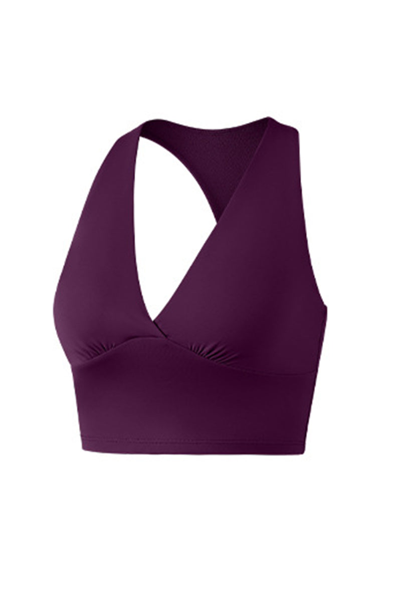 Women's DeepV-Neck Halter Racerback Sports Bra