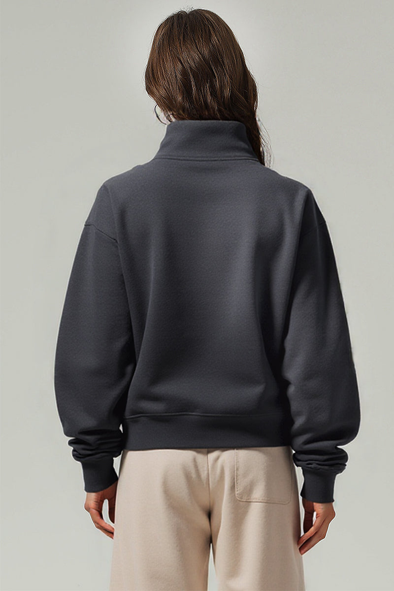 Men/Women Loop-Knit Stand Collar Zip-Up Hoodie