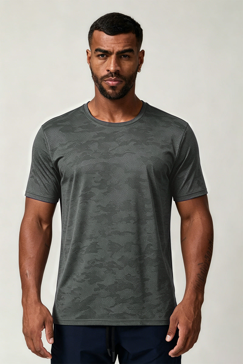 Men's Summer Camo Jacquard Quick-Drying Gym T-shirt