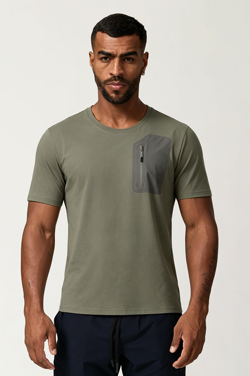 Men's Summer Sports Zippered Pocket Quick-Drying T-shirt