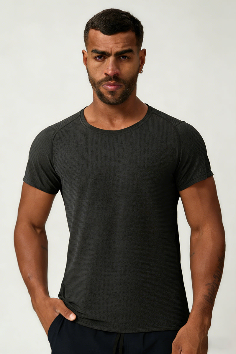 Men's Summer Round Neck Cooling Solid Sports T-shirt