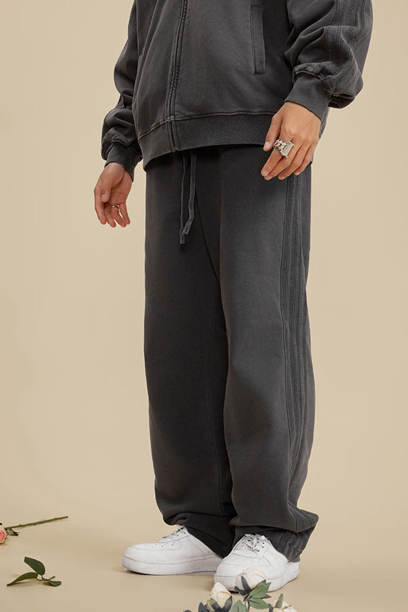 Washed Straight Leg Sweatpants - 450GSM Heavyweight Casual Pants