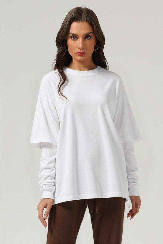 Men/Women Casual Loose Fit Long Sleeve Layered T-Shirt