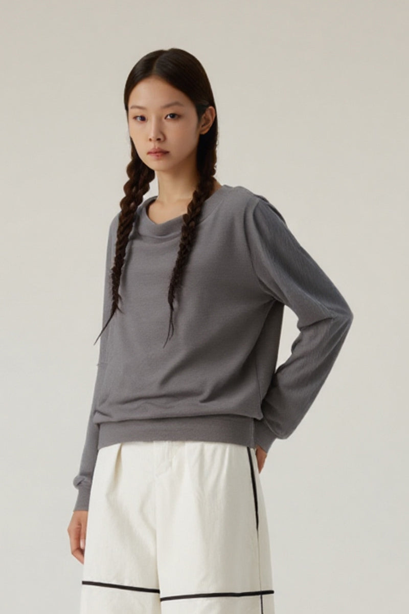 Women Off-Shoulder Relaxed Fit Slim Waist Long Sleeve T-Shirt