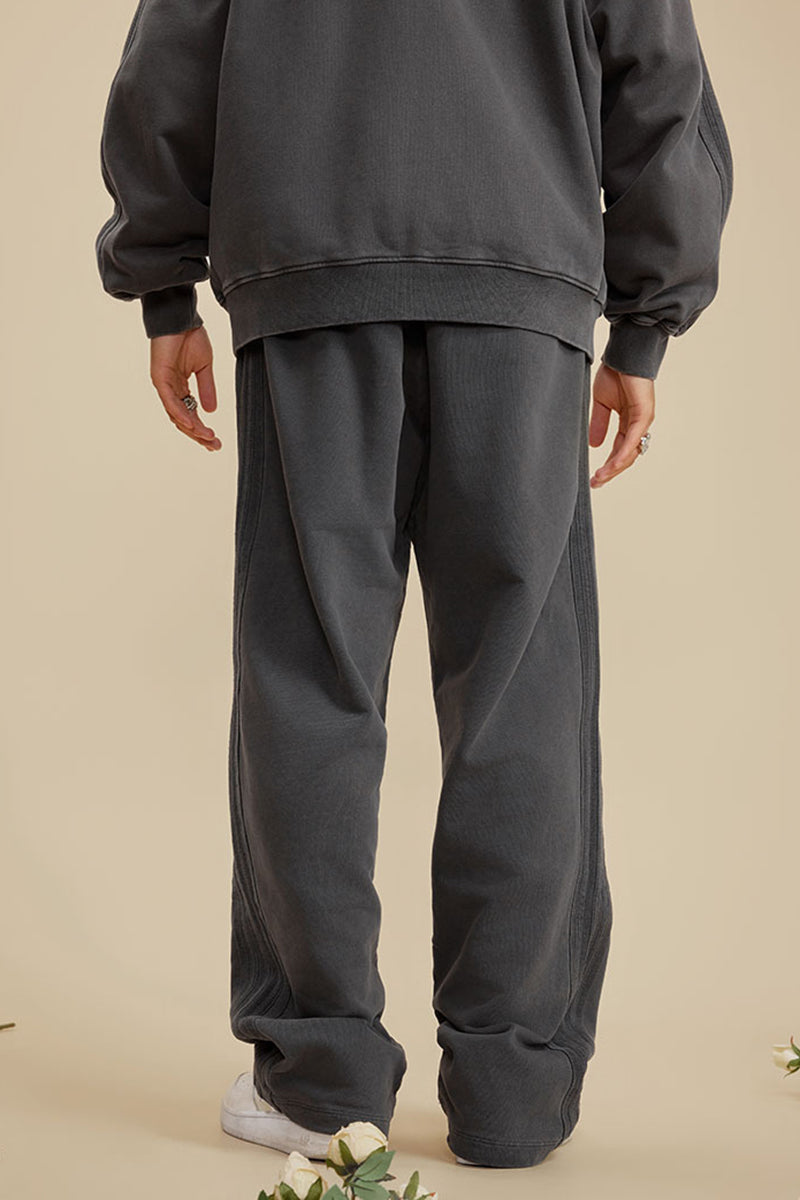 Washed Straight Leg Sweatpants - 450GSM Heavyweight Casual Pants