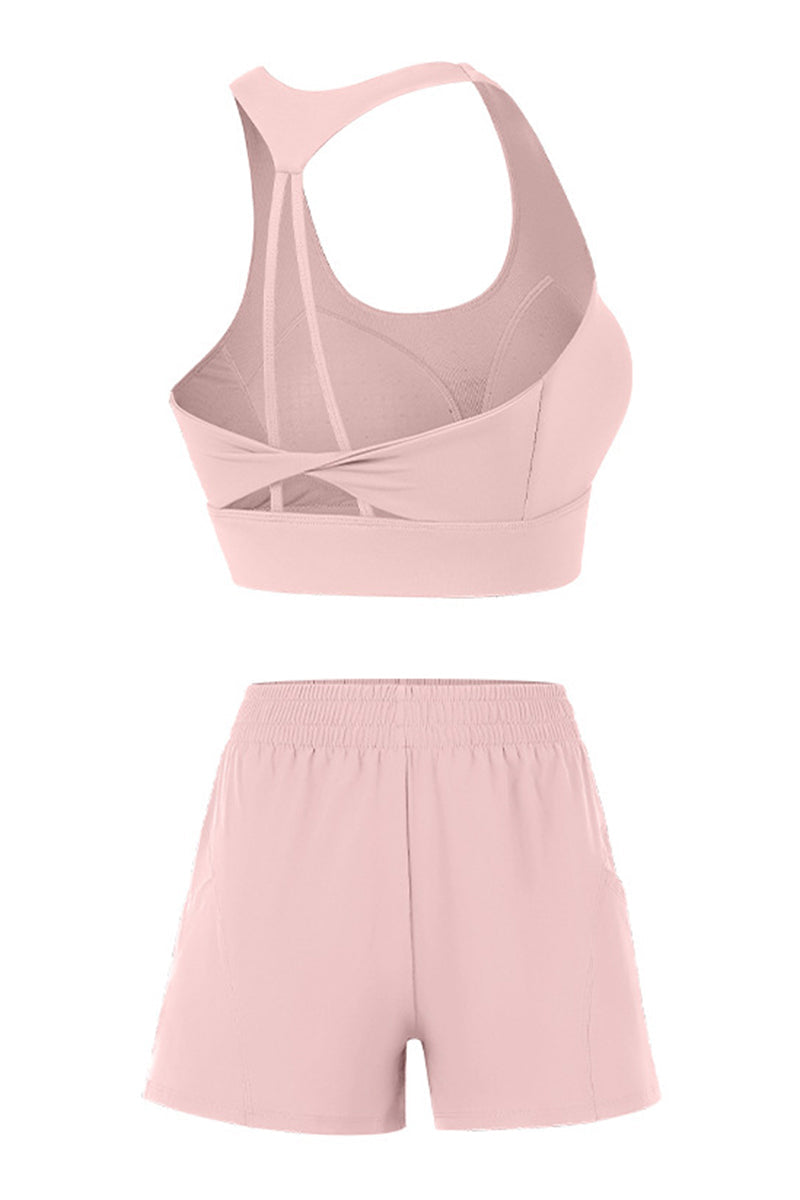Women's Athletic Sets:U-neck Bra&Shorts With Built-In Liner