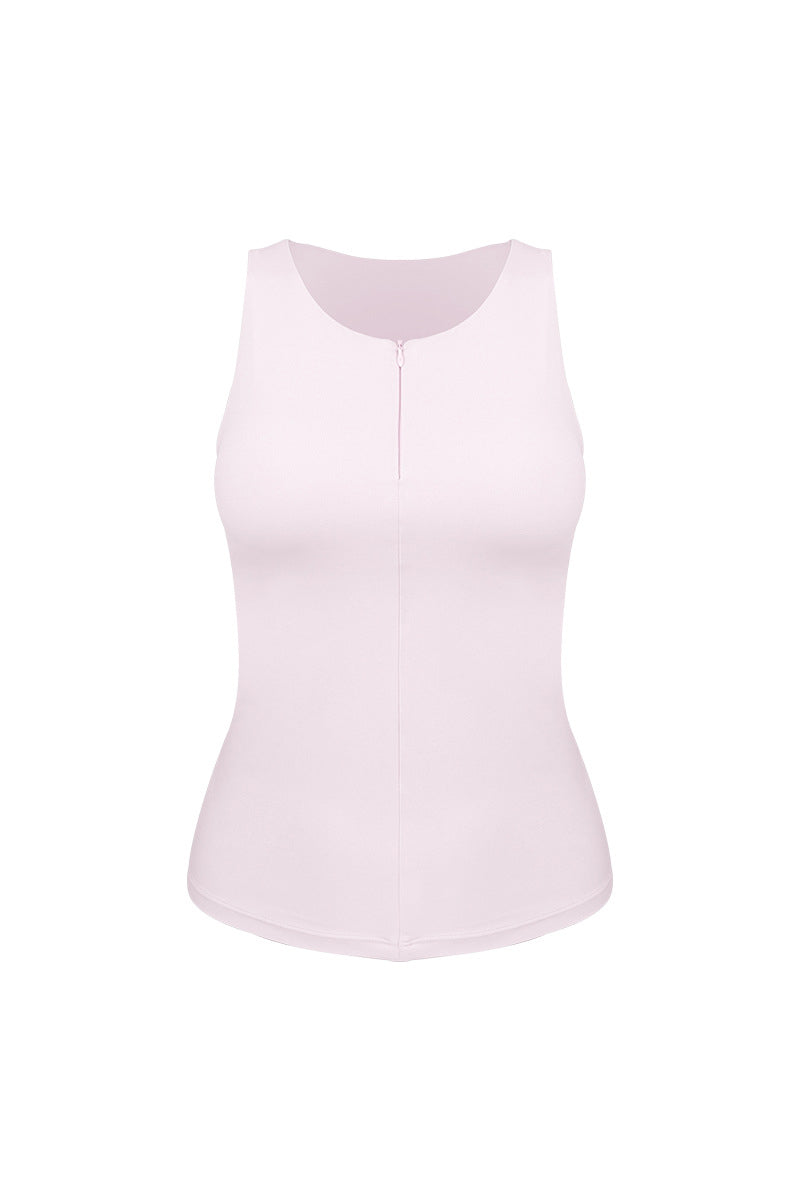 Women's Minimalist Front-Zip Sleeveless Sports Tank Top