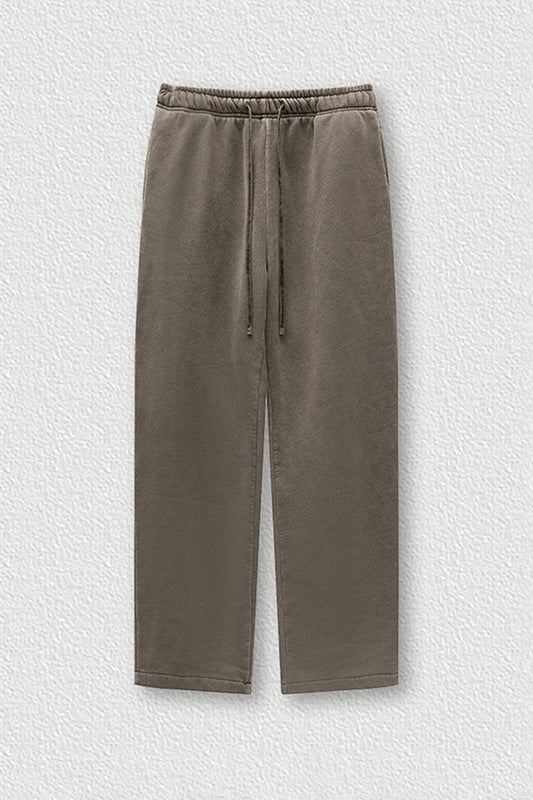 Fleece-Lined Straight Leg Sweatpants - Washed Knit Joggers for Casual & Sport