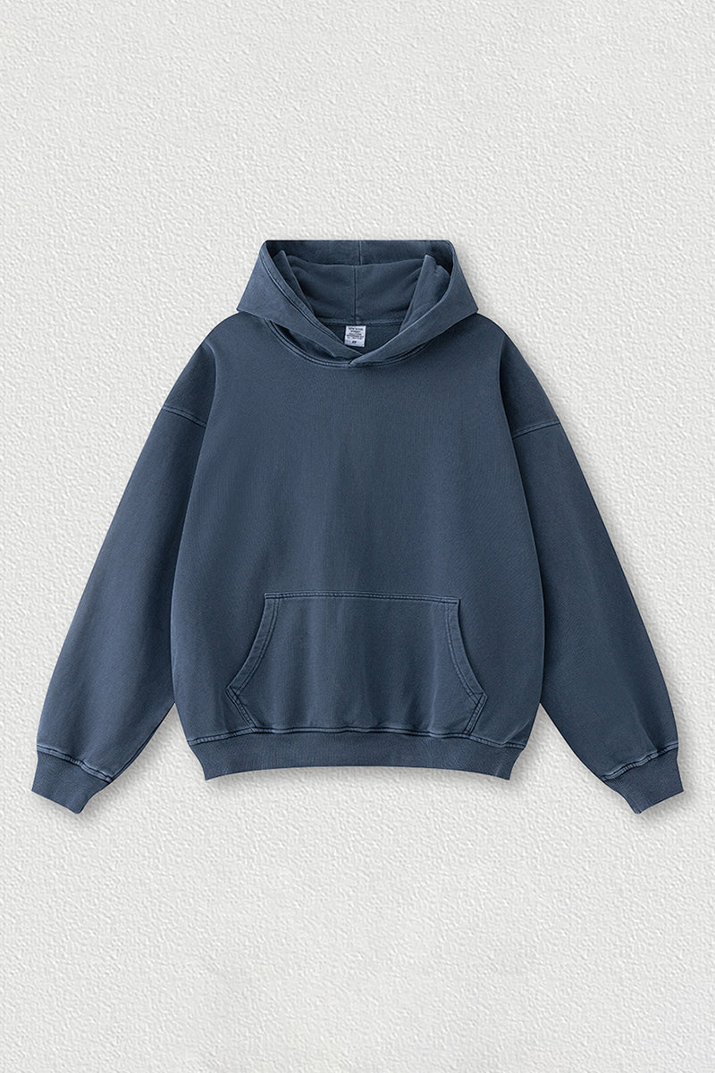 Washed loose hooded knitted plus-size sweatshirt