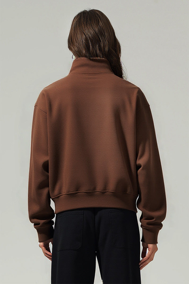 Men/Women Loop-Knit Stand Collar Zip-Up Hoodie