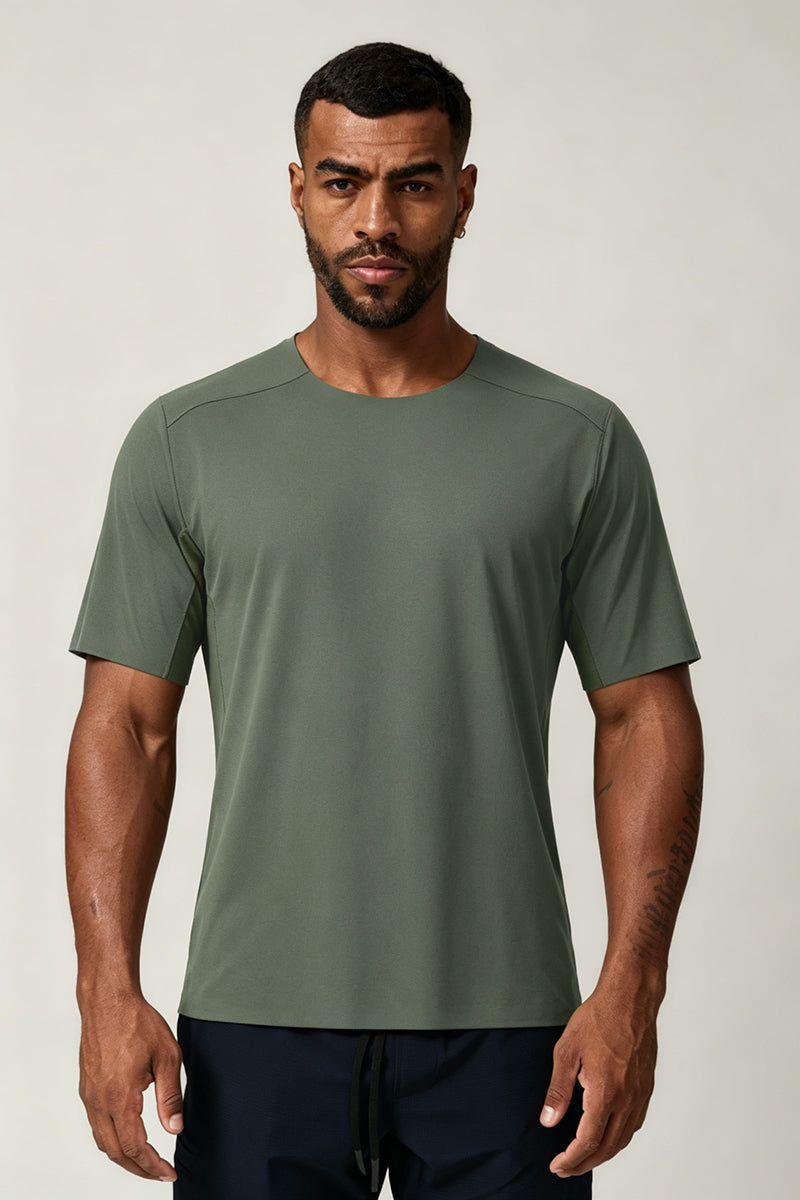 Men's Summer Color Block Seamless Cooling Quick-Dry T-shirt