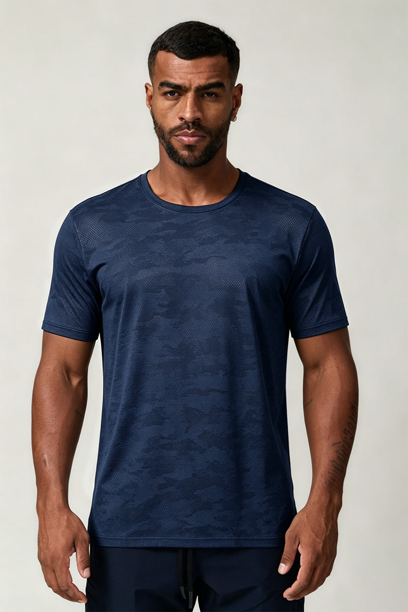 Men's Summer Camo Jacquard Quick-Drying Gym T-shirt