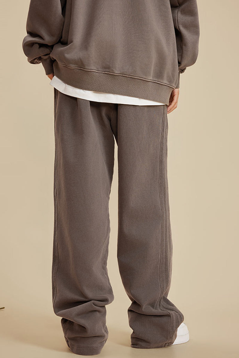 Washed Straight Leg Sweatpants - 450GSM Heavyweight Casual Pants