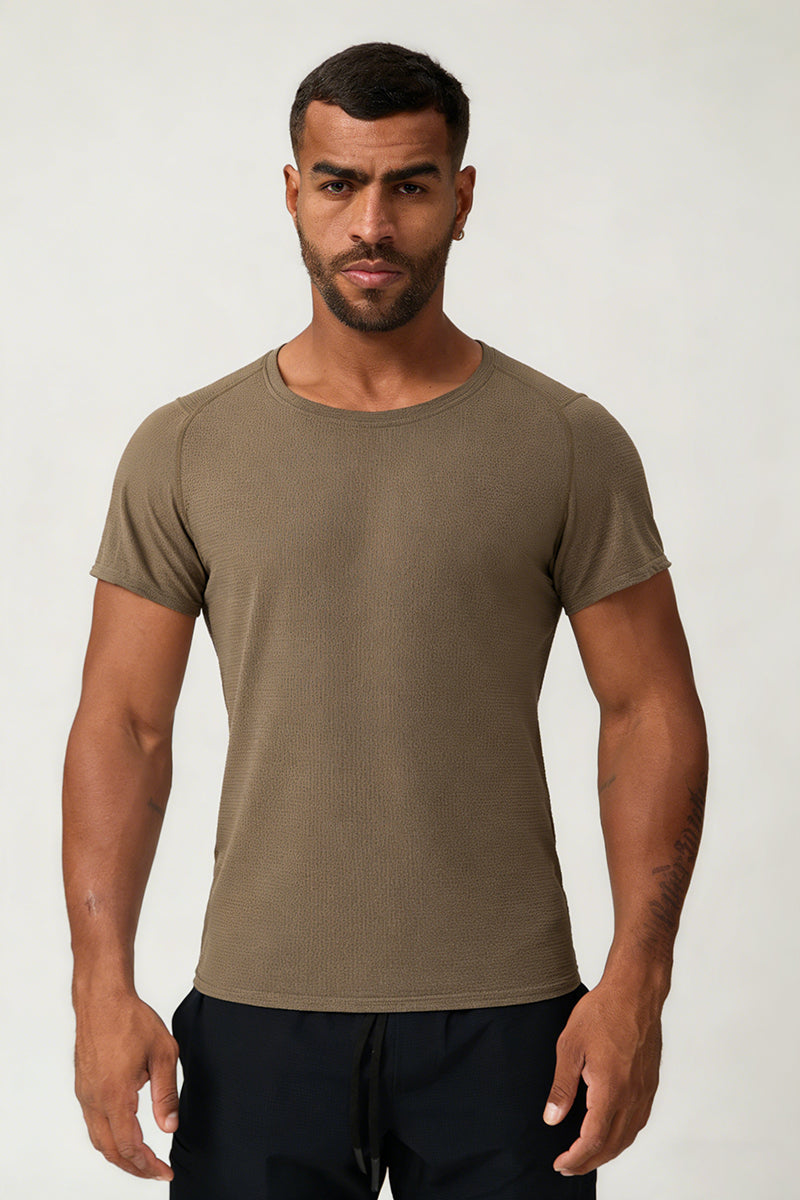 Men's Summer Round Neck Cooling Solid Sports T-shirt