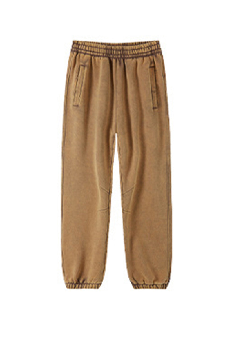 Men/Women Retro Wax-Dye Fleece-Lined Jogger Pants