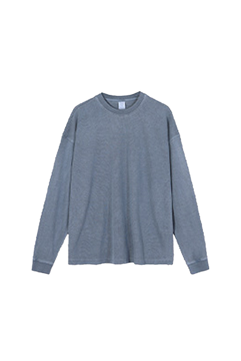 Unisex Heavyweight Retro Long Sleeve Tee: Washed Vintage Loose Fit