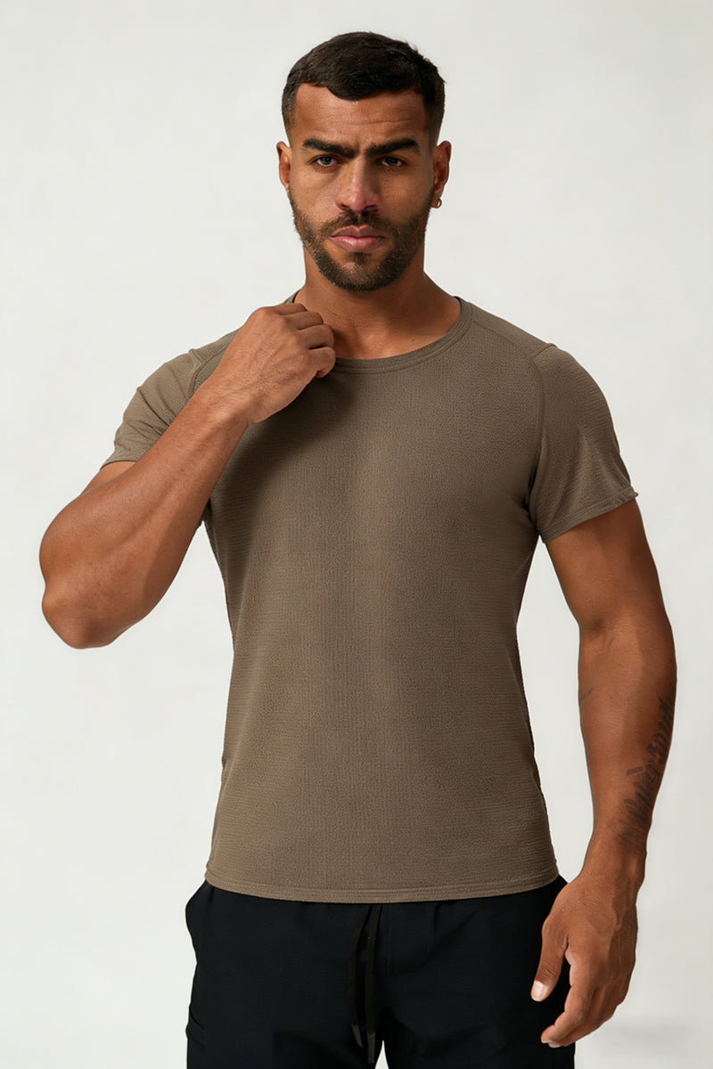 Men's Summer Round Neck Cooling Solid Sports T-shirt