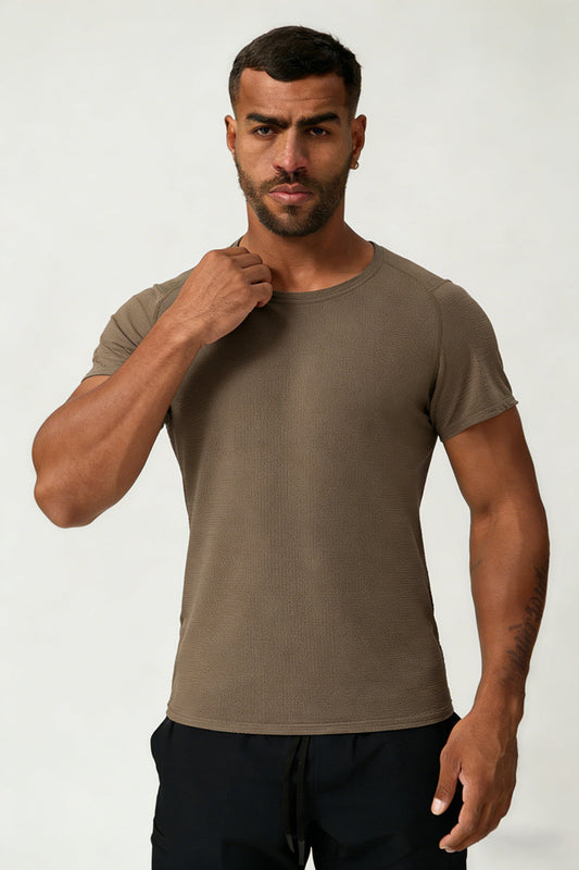 Men's Summer Round Neck Cooling Solid Sports T-shirt