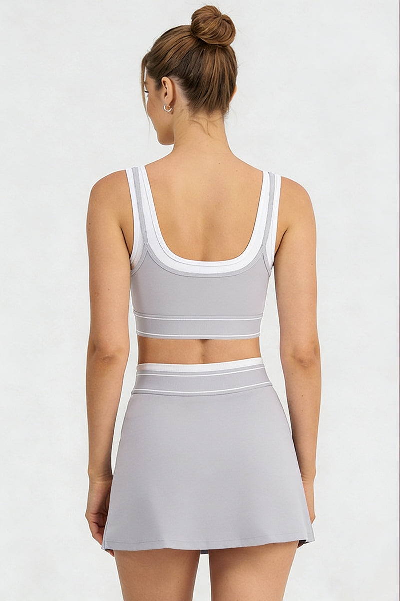 Women's Color Block Two-Piece Sets:Bra And Skirt