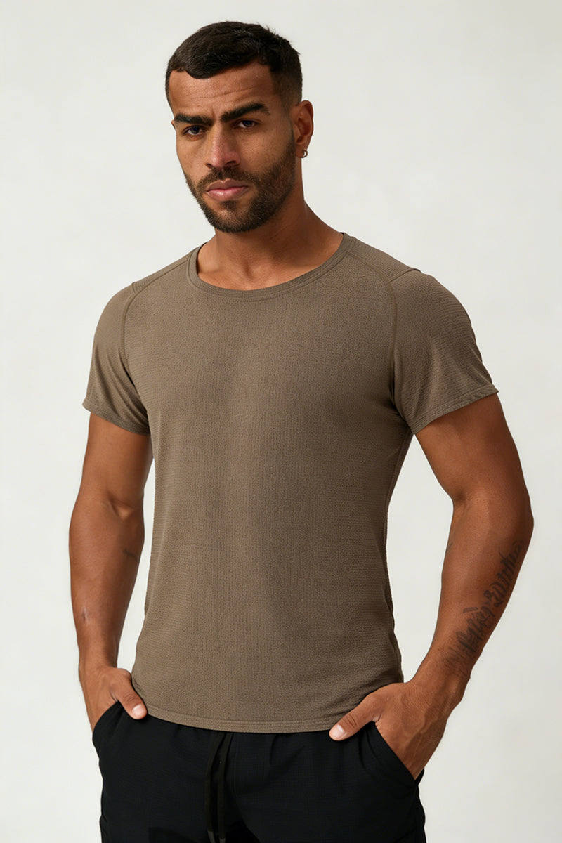 Men's Summer Round Neck Cooling Solid Sports T-shirt