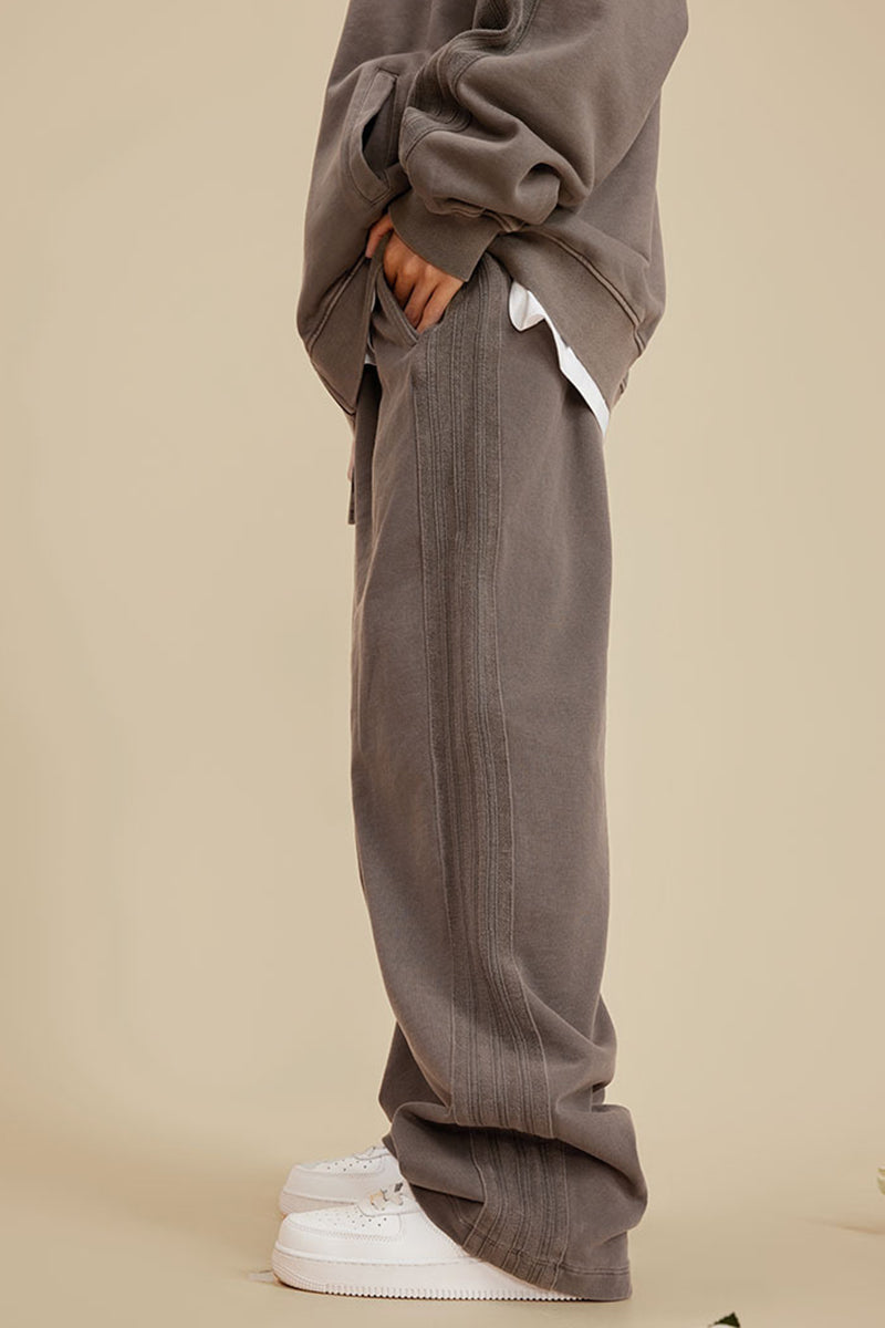 Washed Straight Leg Sweatpants - 450GSM Heavyweight Casual Pants
