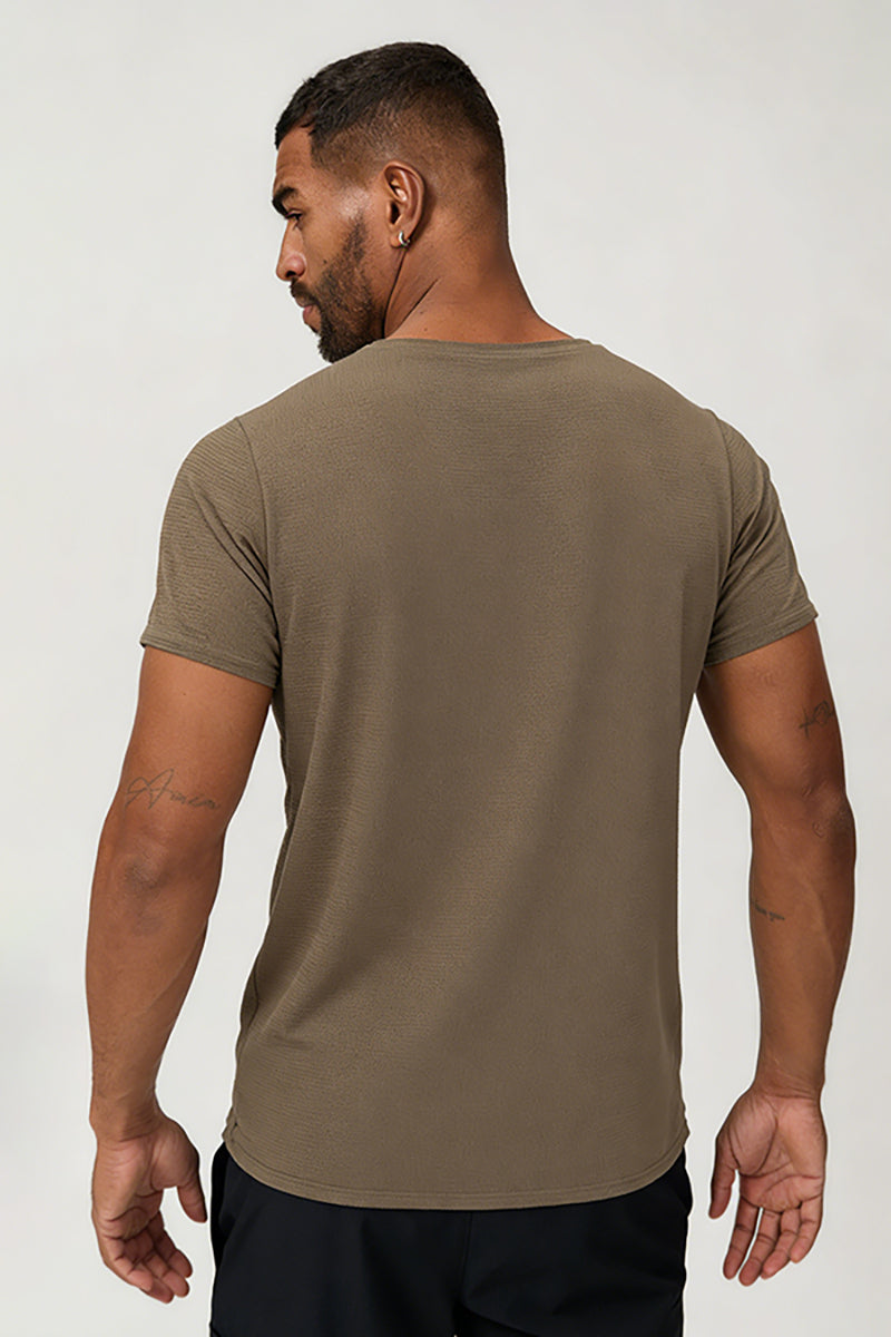 Men's Summer Round Neck Cooling Solid Sports T-shirt