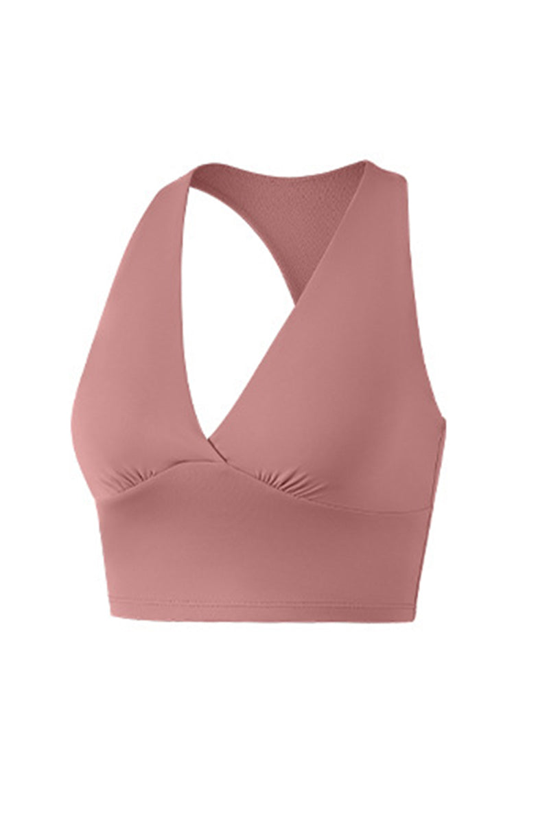 Women's DeepV-Neck Halter Racerback Sports Bra