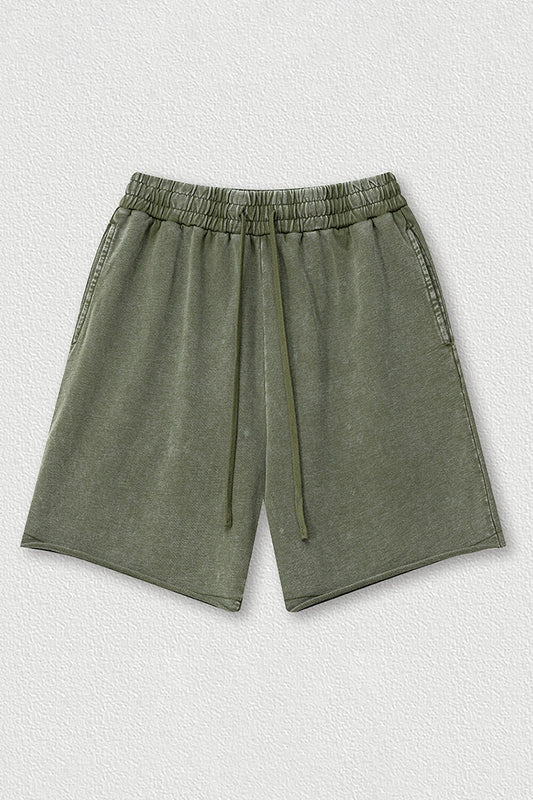 Distressed Washed Casual Shorts - Loose Rolled Hem Cargo Shorts
