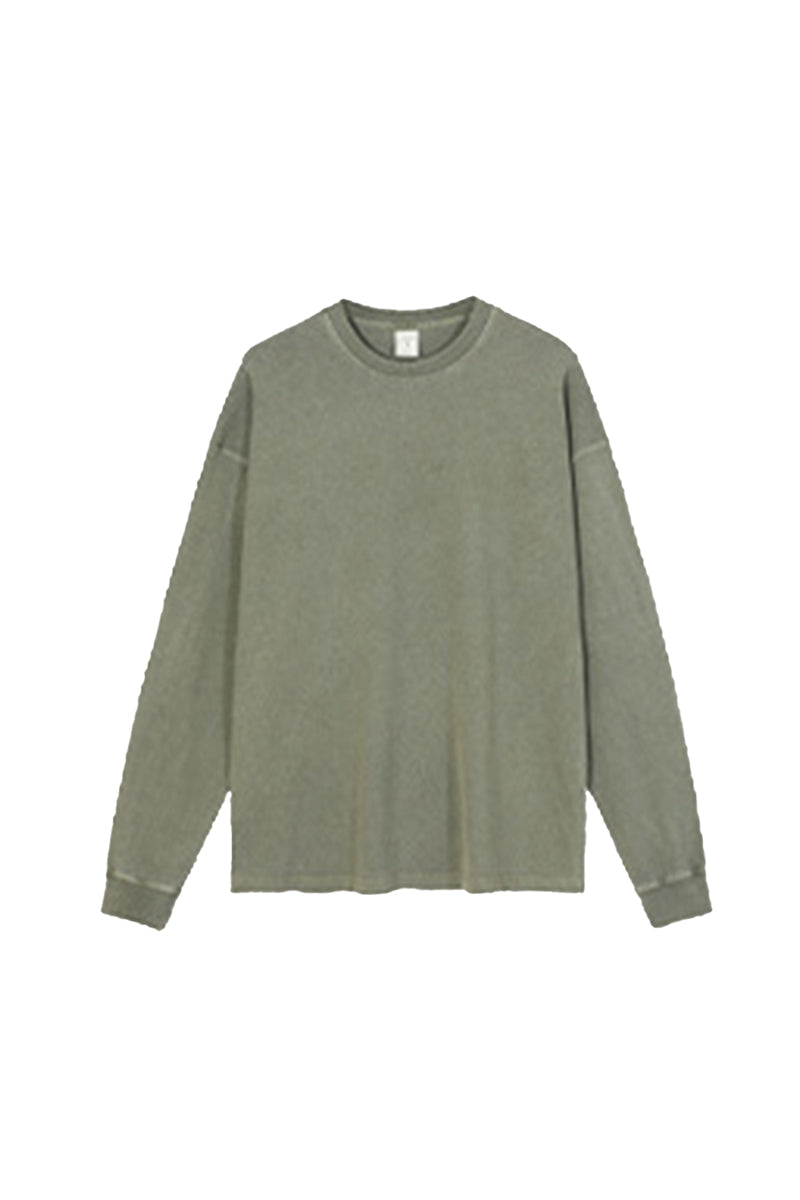 Unisex Heavyweight Retro Long Sleeve Tee: Washed Vintage Loose Fit