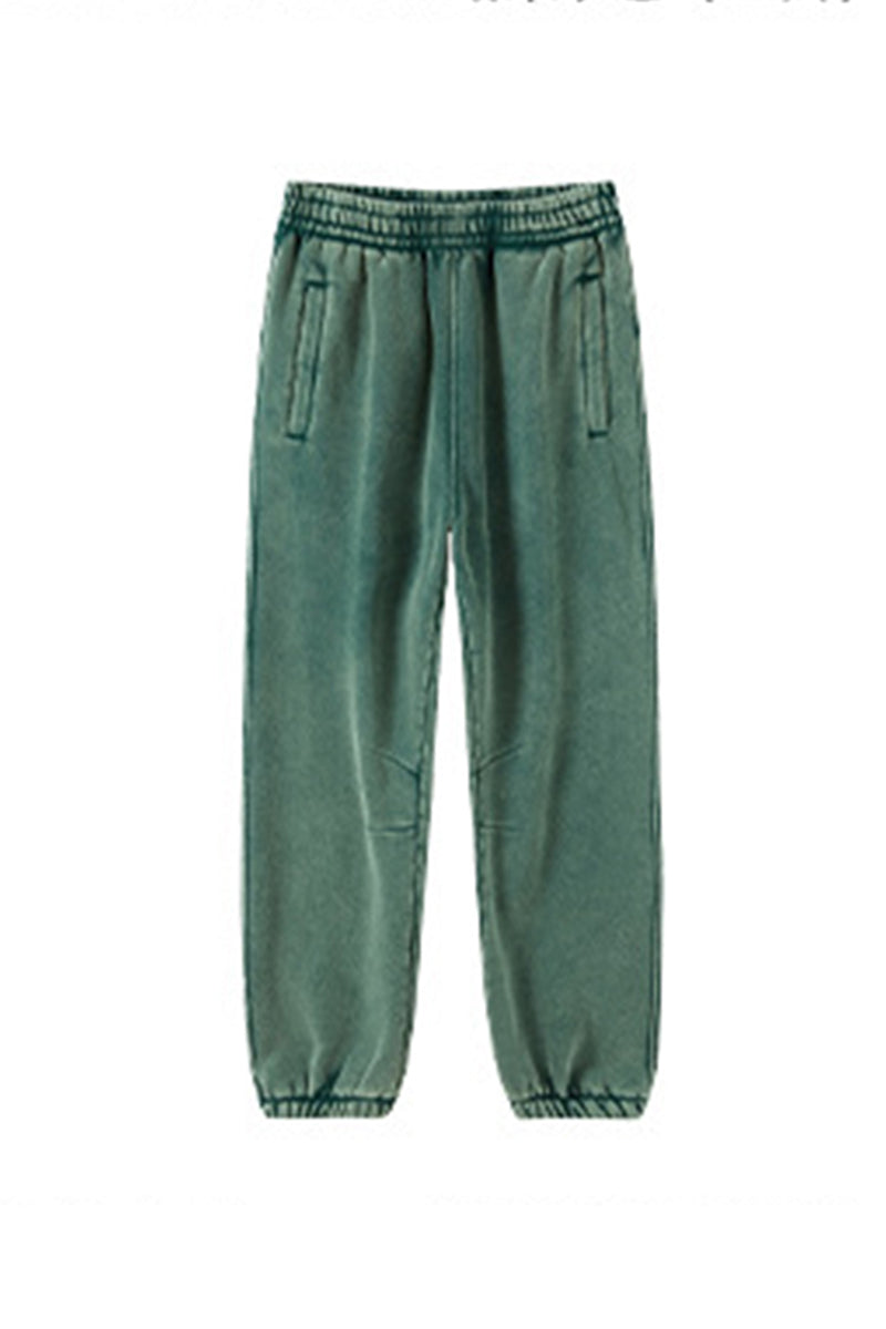 Men/Women Retro Wax-Dye Fleece-Lined Jogger Pants