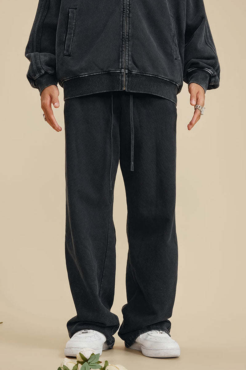 Washed Straight Leg Sweatpants - 450GSM Heavyweight Casual Pants