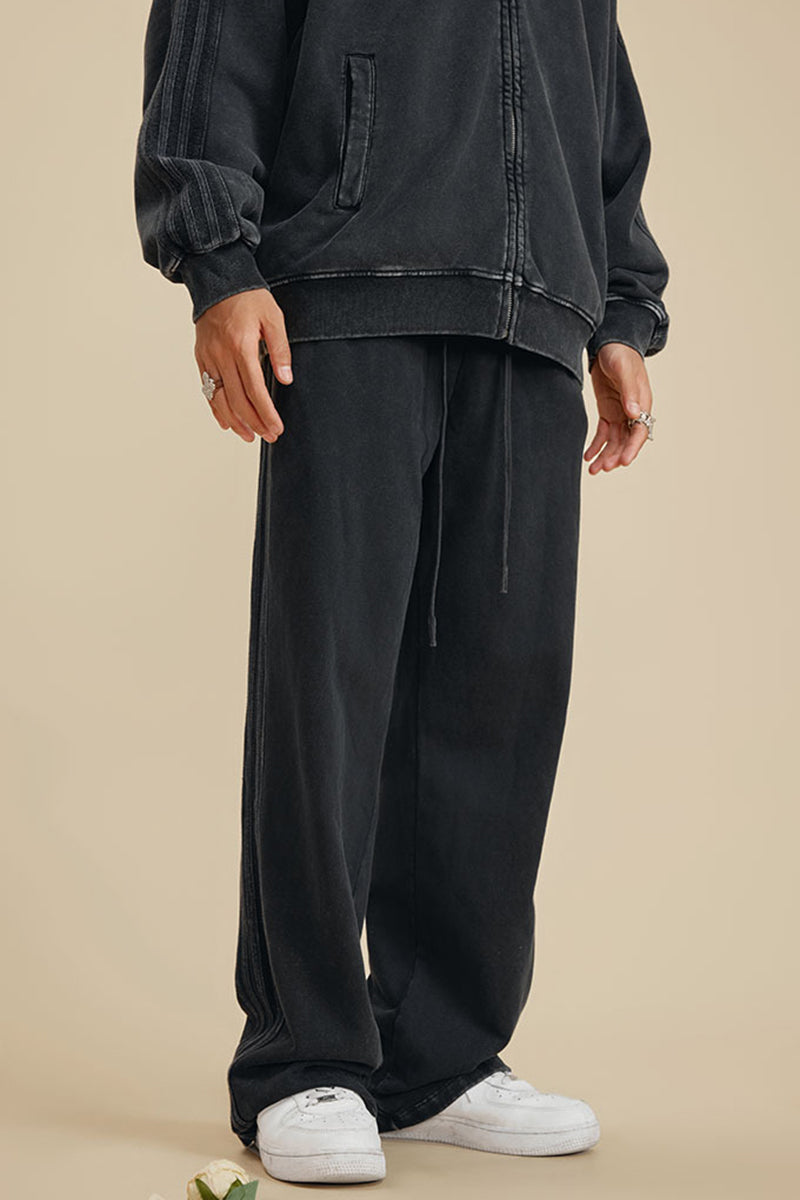 Washed Straight Leg Sweatpants - 450GSM Heavyweight Casual Pants