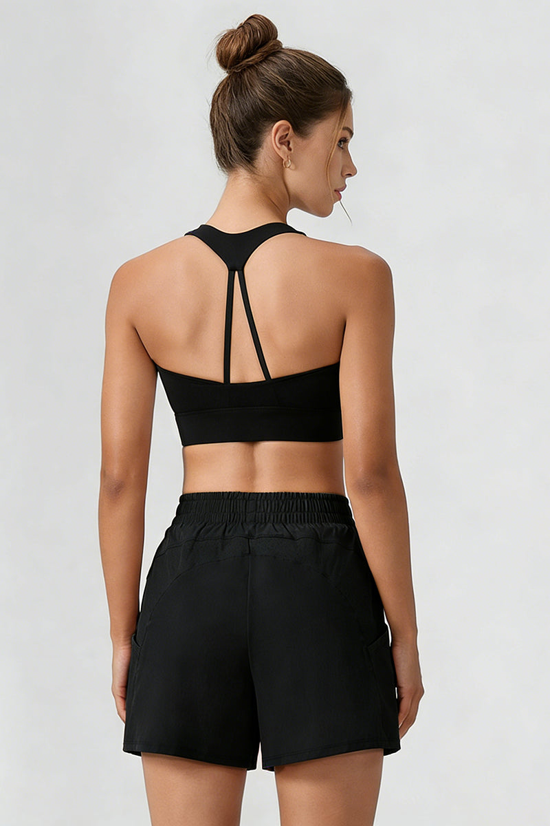 Women's Athletic Sets:U-neck Bra&Shorts With Built-In Liner