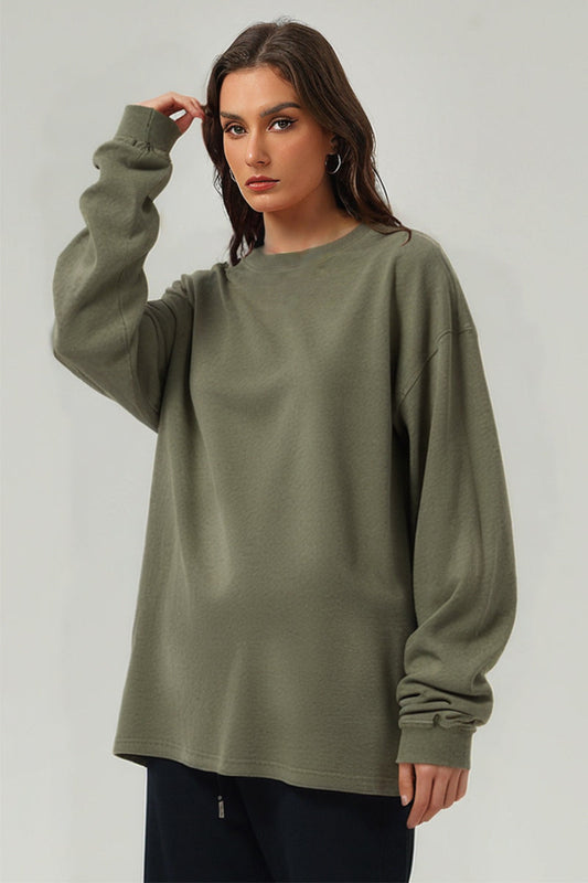 Unisex Heavyweight Retro Long Sleeve Tee: Washed Vintage Loose Fit