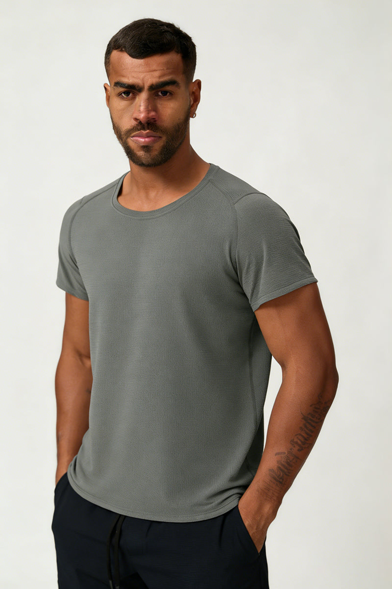 Men's Summer Round Neck Cooling Solid Sports T-shirt