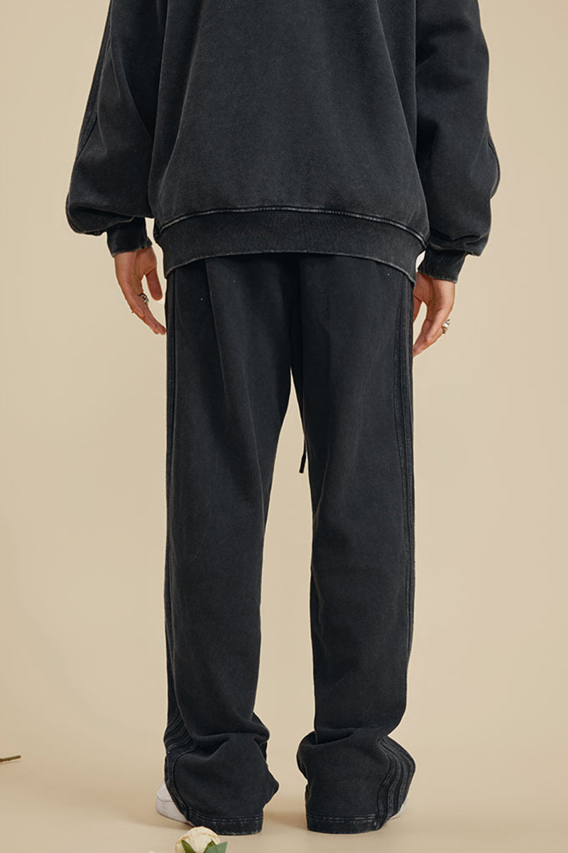 Washed Straight Leg Sweatpants - 450GSM Heavyweight Casual Pants