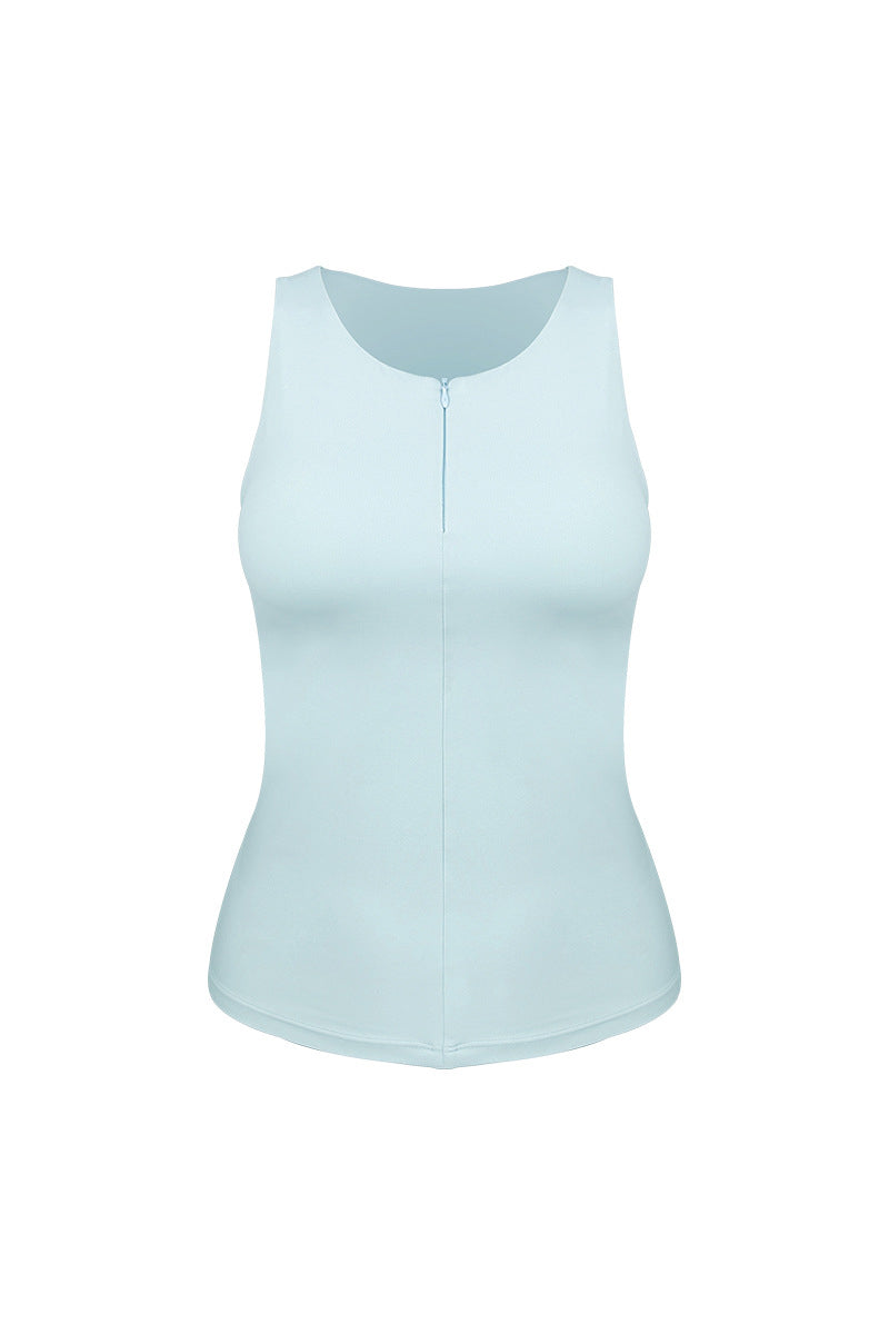 Women's Minimalist Front-Zip Sleeveless Sports Tank Top